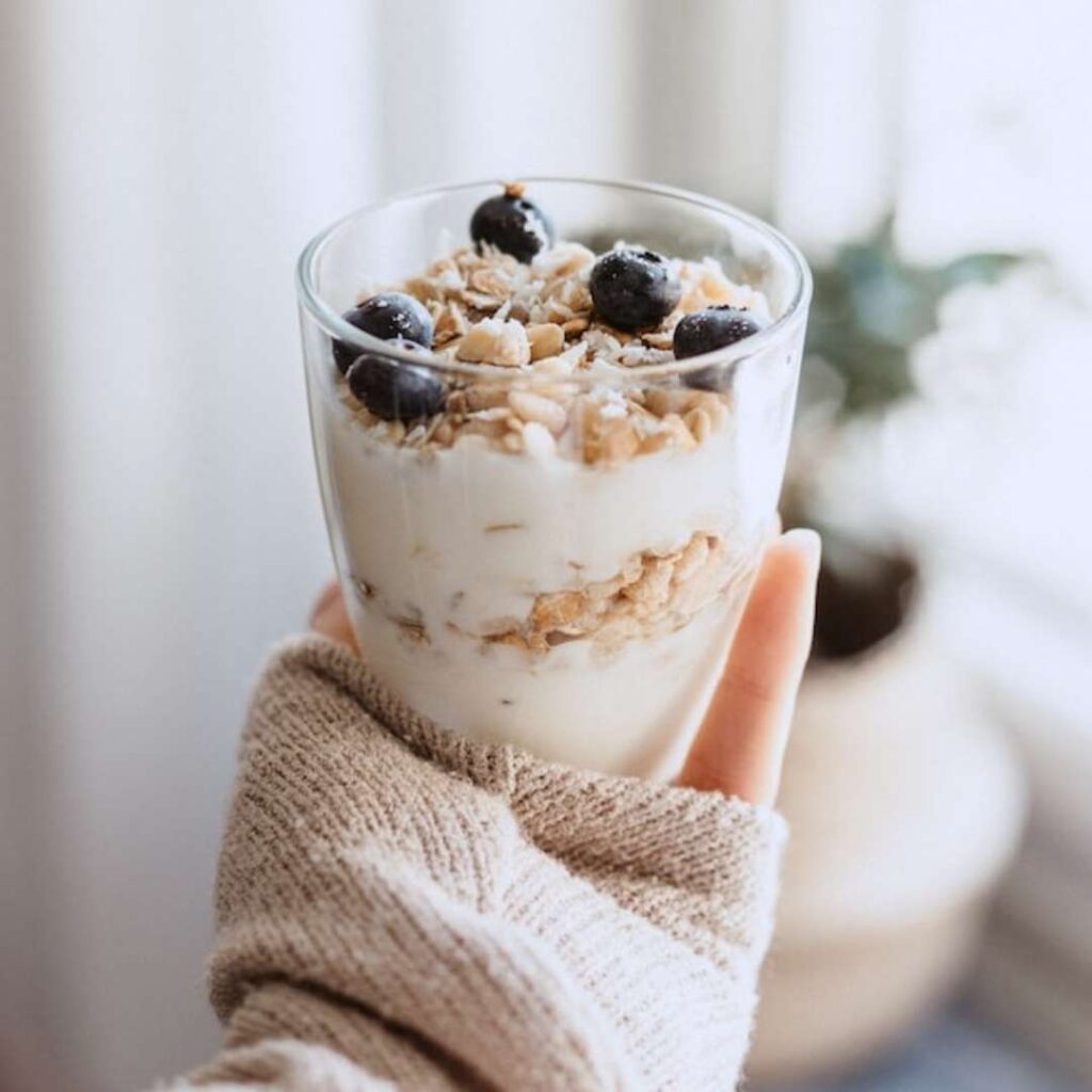 Immunity-boosting foods include yogurt and antioxidant-rich berries