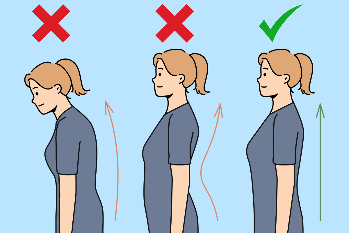 Image of incorrect and correct posture