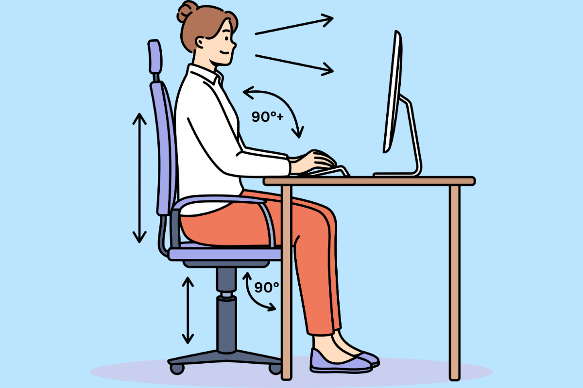 Proper sitting posture at desk