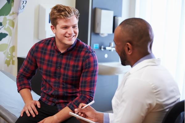 Young man seeking professional help in dealing with stress management
