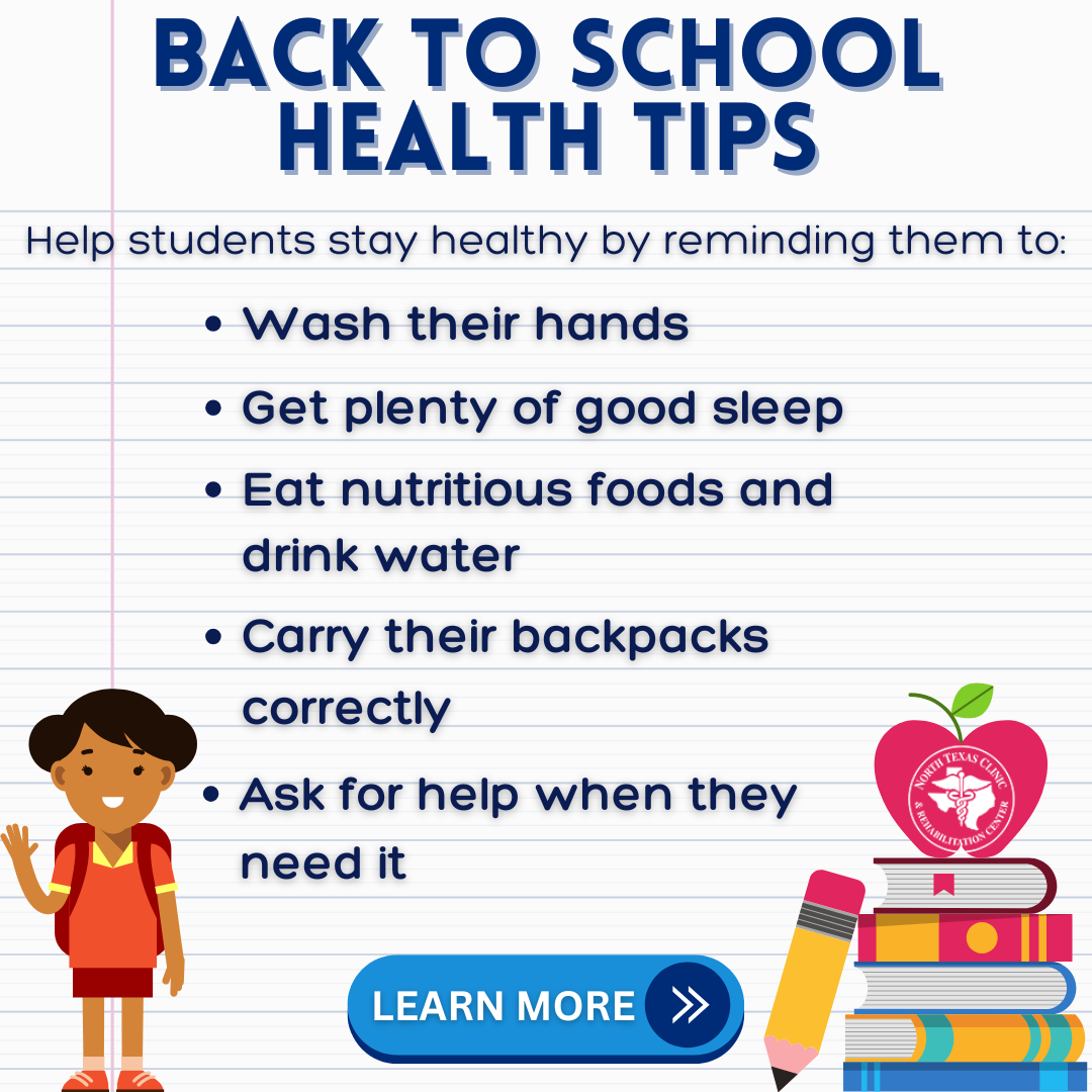 Back to school health tips pop-up