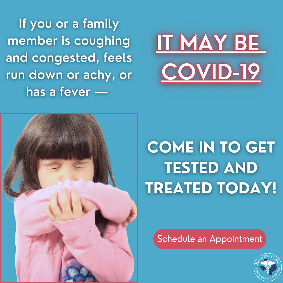 Pop-up describing symptoms, testing, and treatment for COVID-19