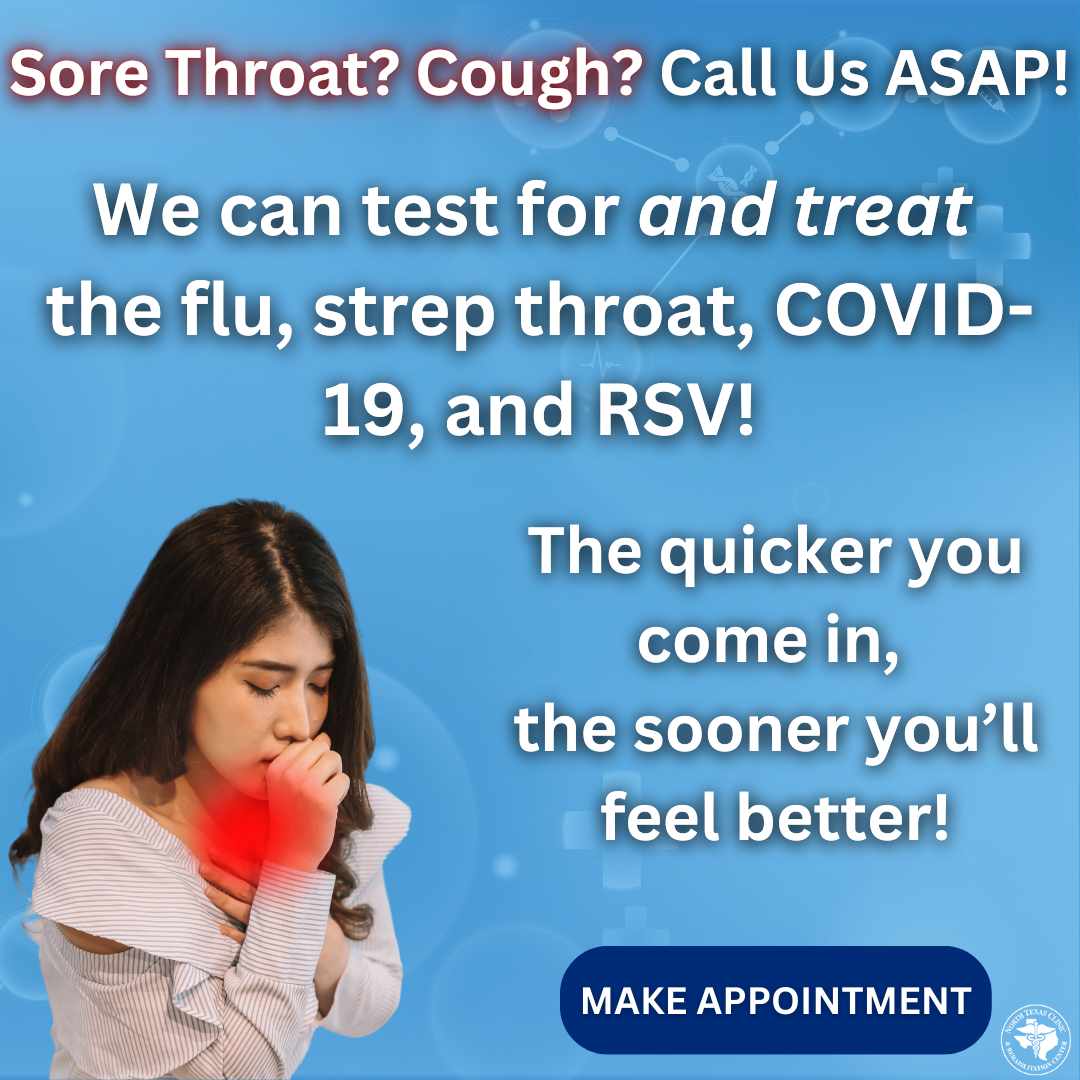 Flu, COVID-19, Strep throat, and RSV testing pop-up