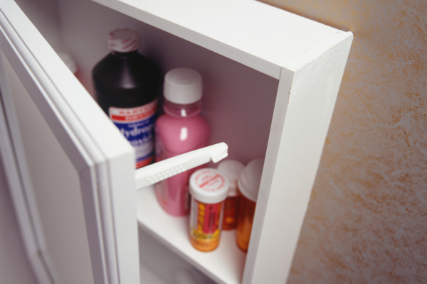 Safe medication practices include child safety locks on cabinets containing medications